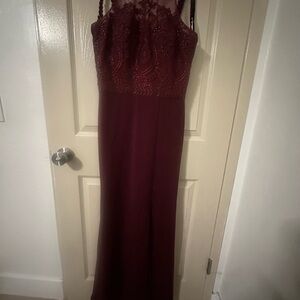 Elegant Burgundy Lace Dress